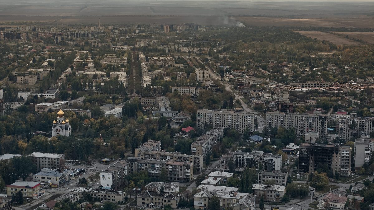 La città di Pokrovsk vista dall’alto