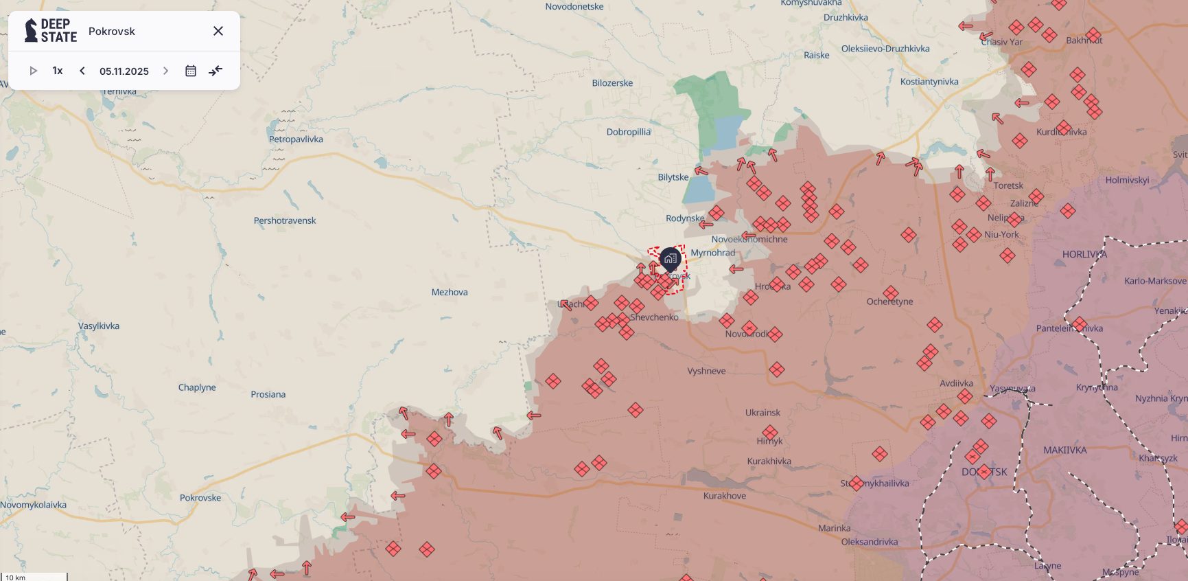 La situazione intorno a Pokrovsk. Fonte: DeepState