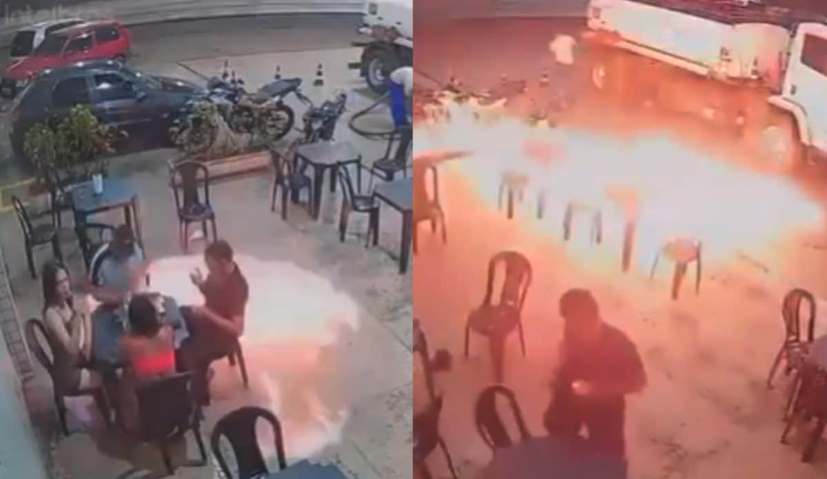 Accende sigaretta al bar ma una nuvola di fuoco li circonda, il video è drammatico: tragedia sfiorata in Brasile