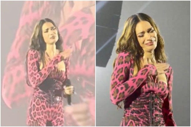 Elodie in concerto a Eboli scoppia a piangere: "Sto facendo fatica a cantare, mi sento in difetto con voi"