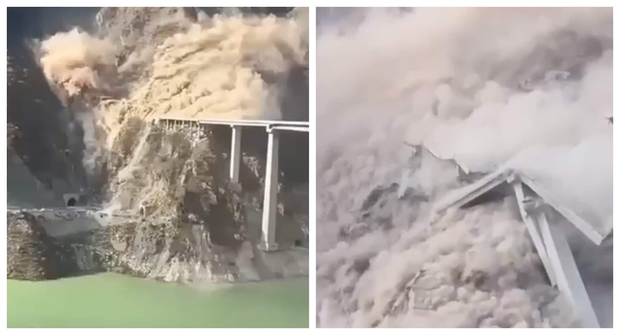 In Cina crolla un ponte autostradale appena inaugurato: la frana ripresa in uno spaventoso video