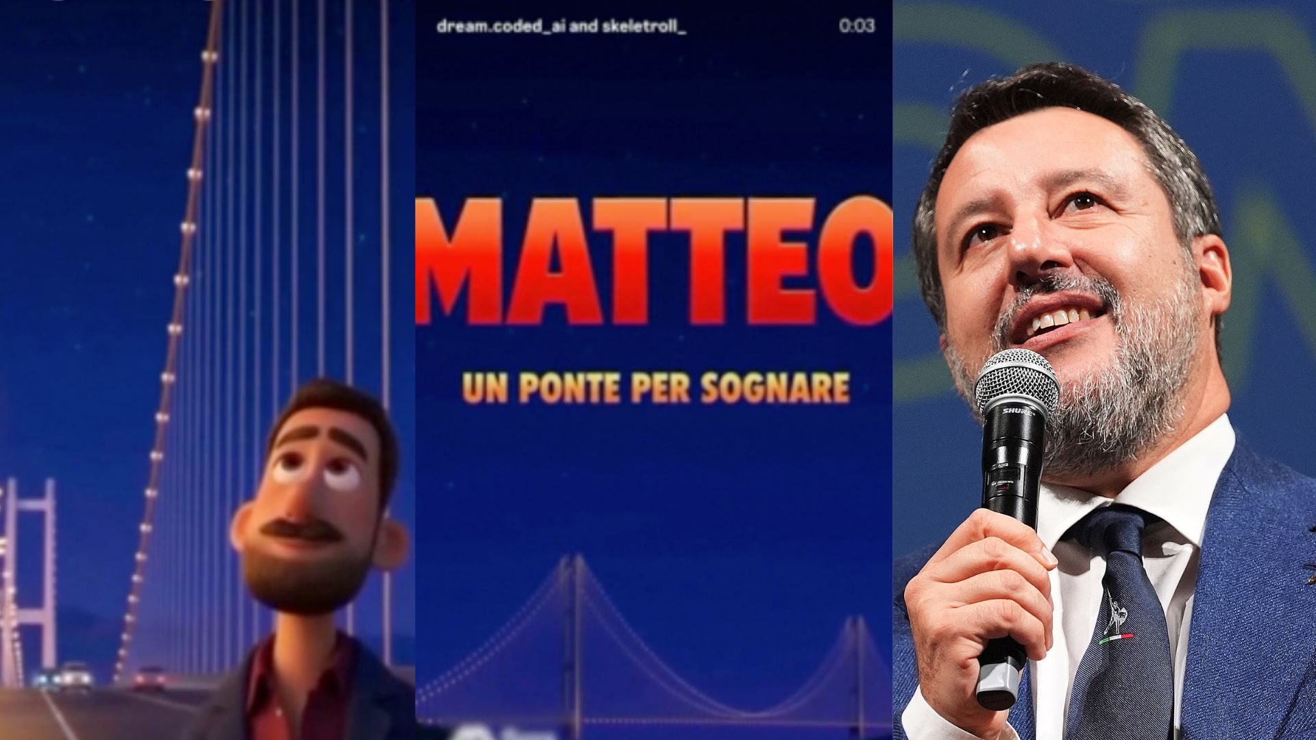 Ponte sullo Stretto, Salvini protagonista di un cartone animato: il video della fidanzata Francesca Verdini