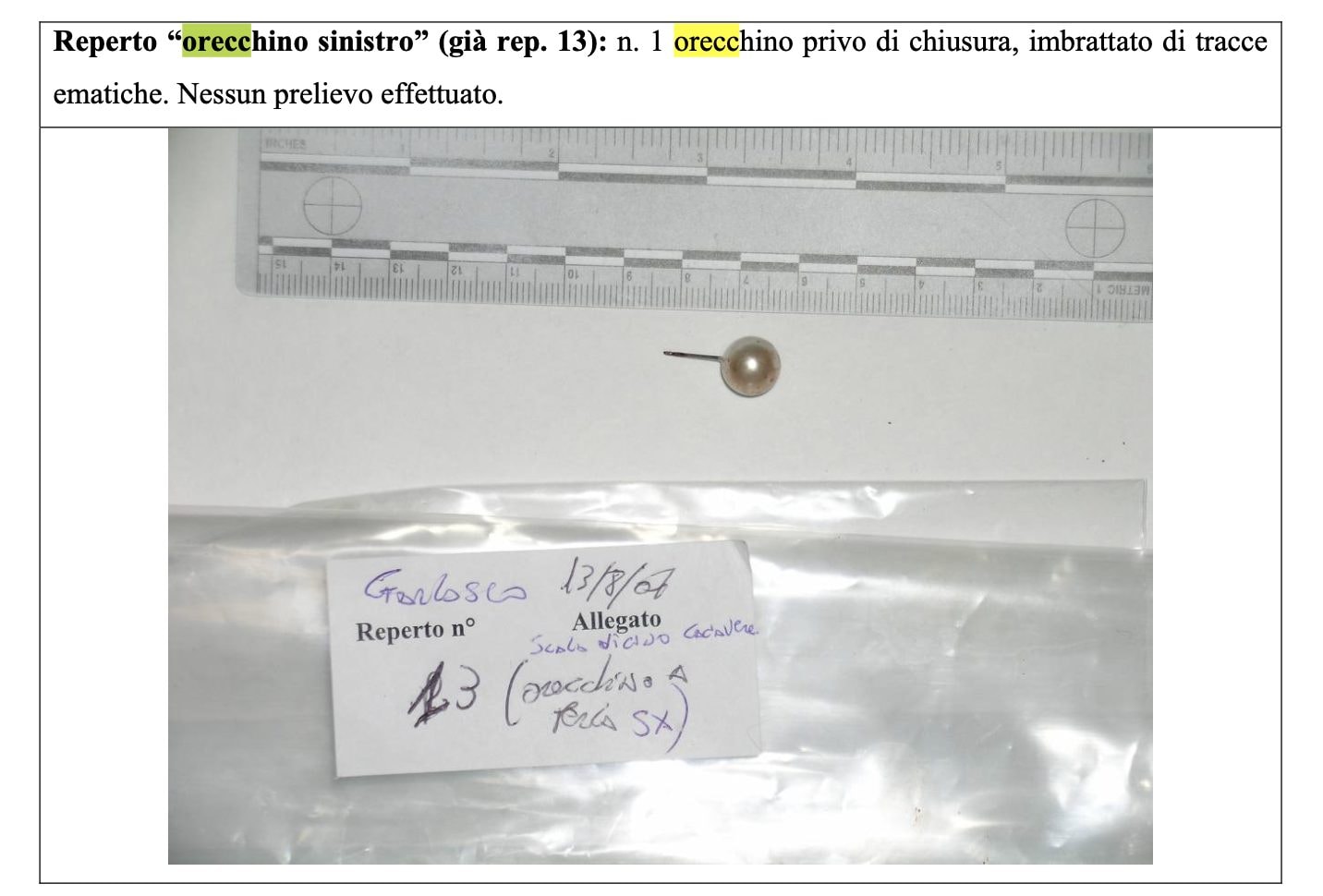 L’orecchino di Chiara Poggi