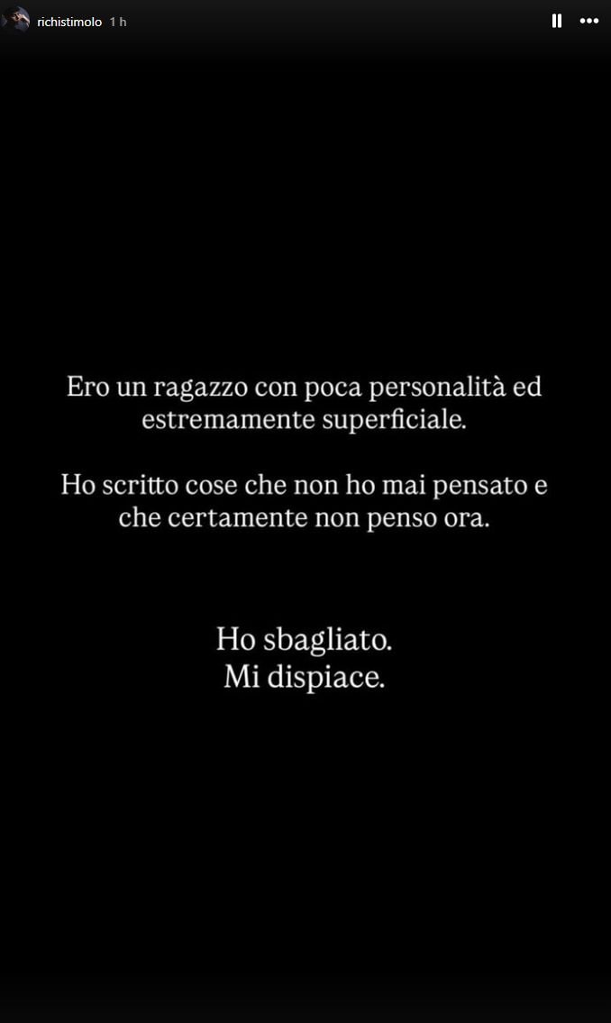 La risposta di Riccardo Stimolo, via IG