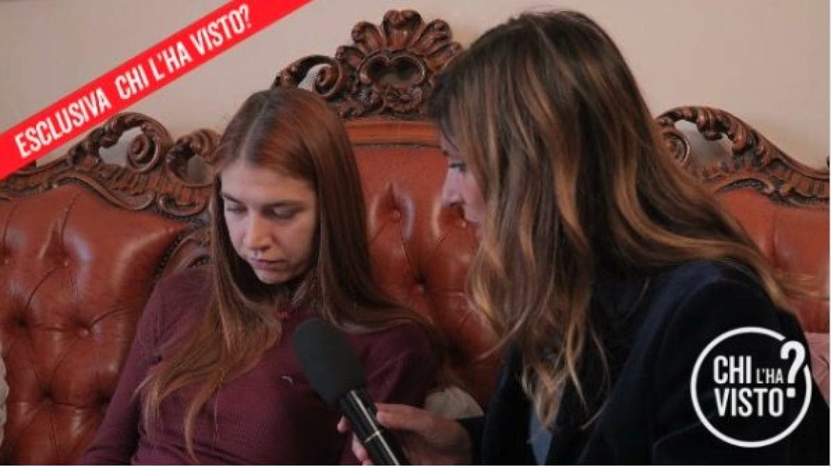 Un frame dell’intervista di stasera a "Chi L’ha Visto?"