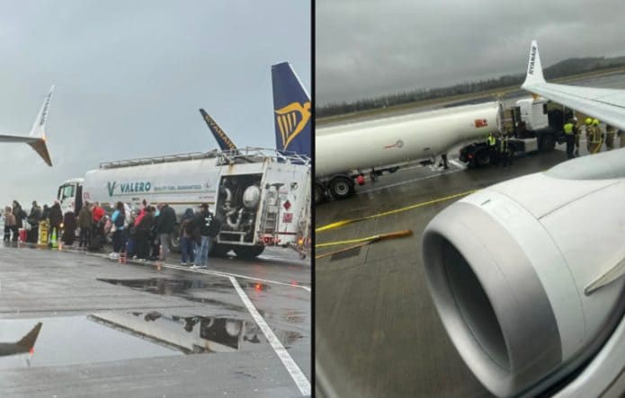 Aereo Ryanair urta un camion cisterna durante la partenza: attimi di paura all'aeroporto di Edimburgo