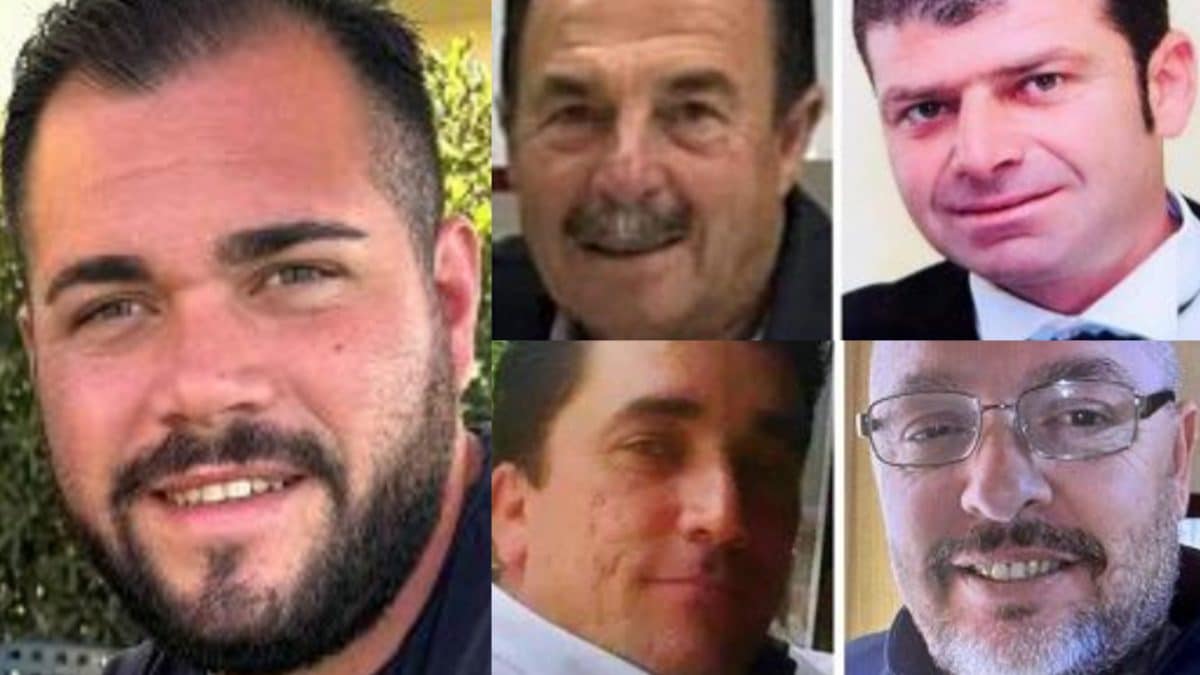 I cinque operai morti nella strage di Casteldaccia.