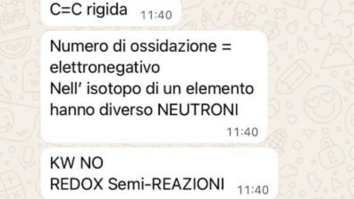 Screen delle risposte della prova del 10 dicembre.