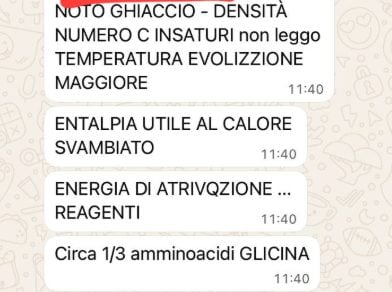 Screen delle risposte della prova del 10 dicembre.