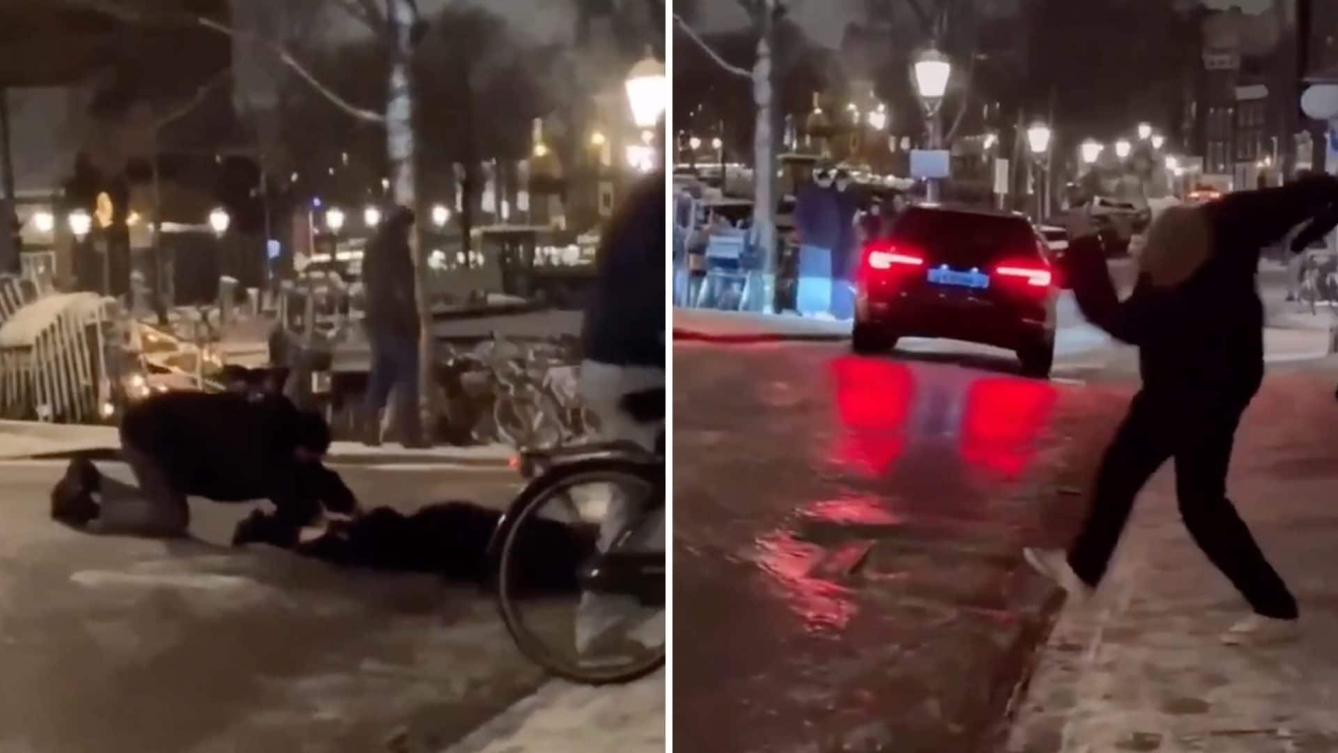 La neve trasforma Amsterdam in un'enorme pista di ghiaccio: ciclisti e pedoni cadono tra i canali