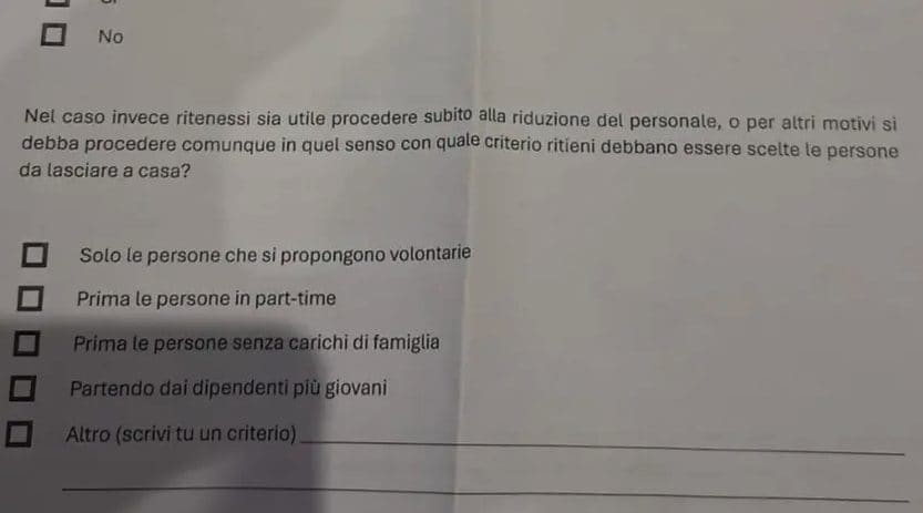 "Chi vorresti licenziare?": il questionario tra i dipendenti in un'azienda veneta la vigilia di Natale