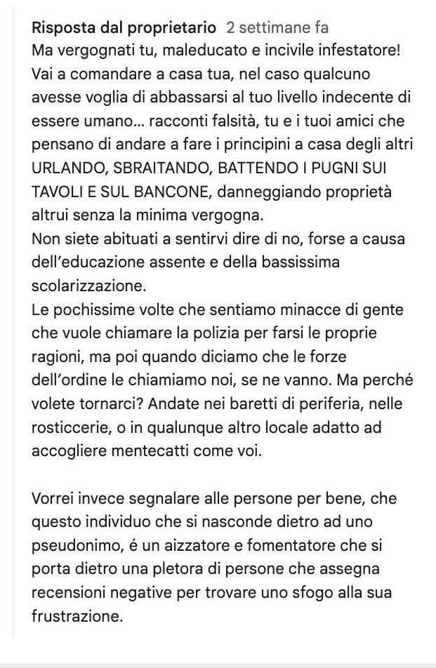 La risposta della proprietaria de Il Pangolino