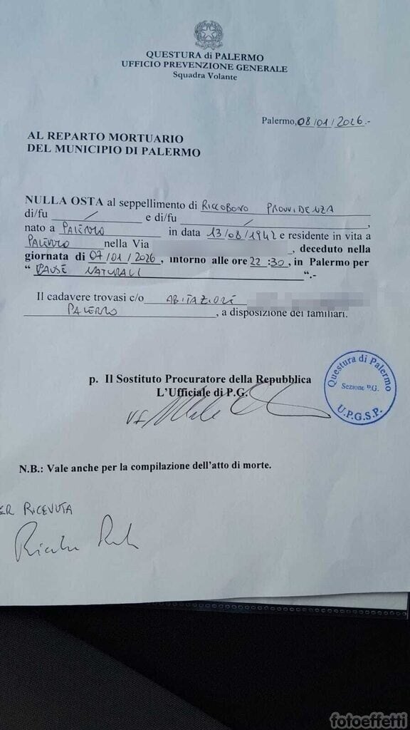 Secondo Rosy Riccobono la data di morte non sarebbe quella del 7 gennaio, indicata nel certificato (giorno del ritrovamento della salma di Provvidenza), bensì il 2 gennaio.