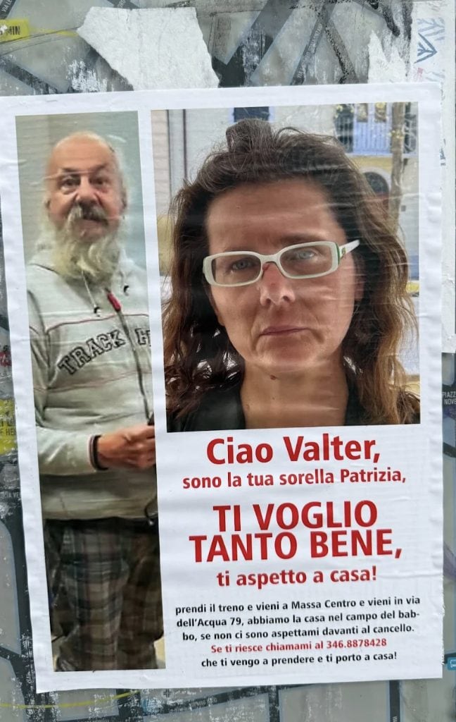 Il volantino diffuso da Patrizia a Milano.