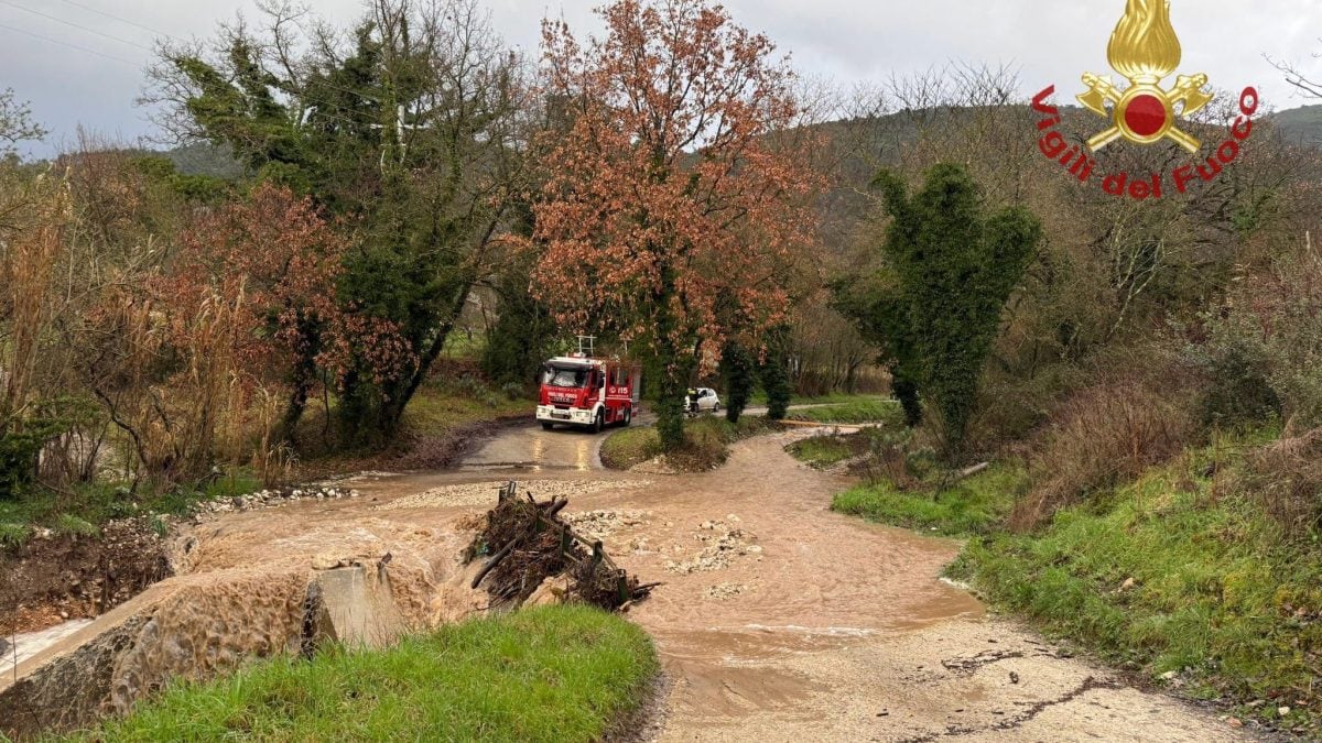 Una frana nei pressi di Terni, in Umbria