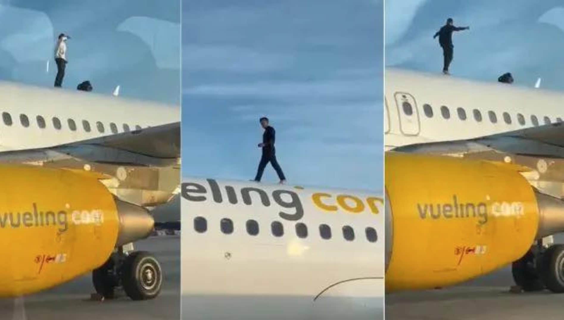 Sale sul tetto di un aereo prima della partenza e blocca il volo Vueling: "Voglio tornare nel mio Paese"