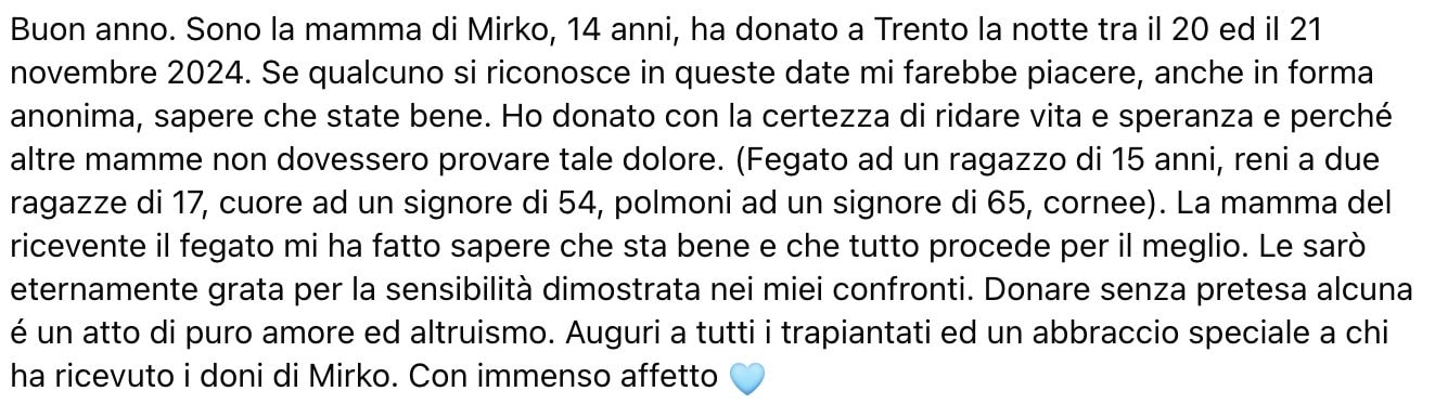 Il post pubblicato da Cinzia su Facebook.