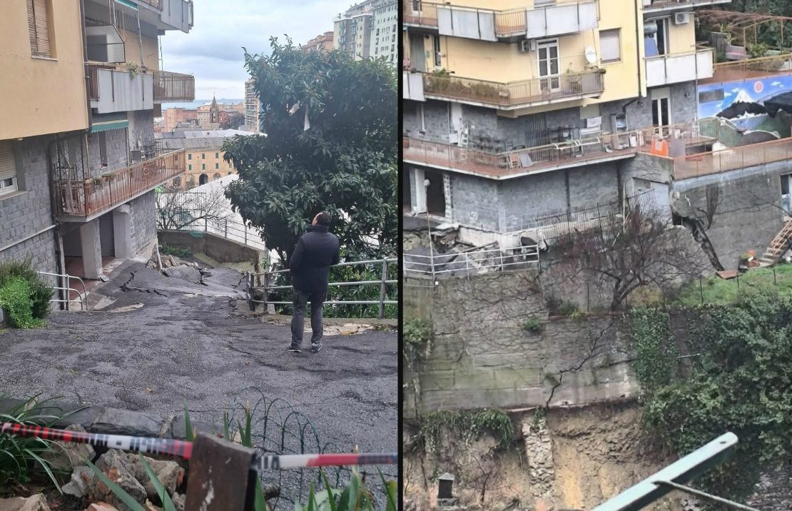 Maltempo a Genova, cede muraglione nel quartiere del Lagaccio: evacuato un intero palazzo