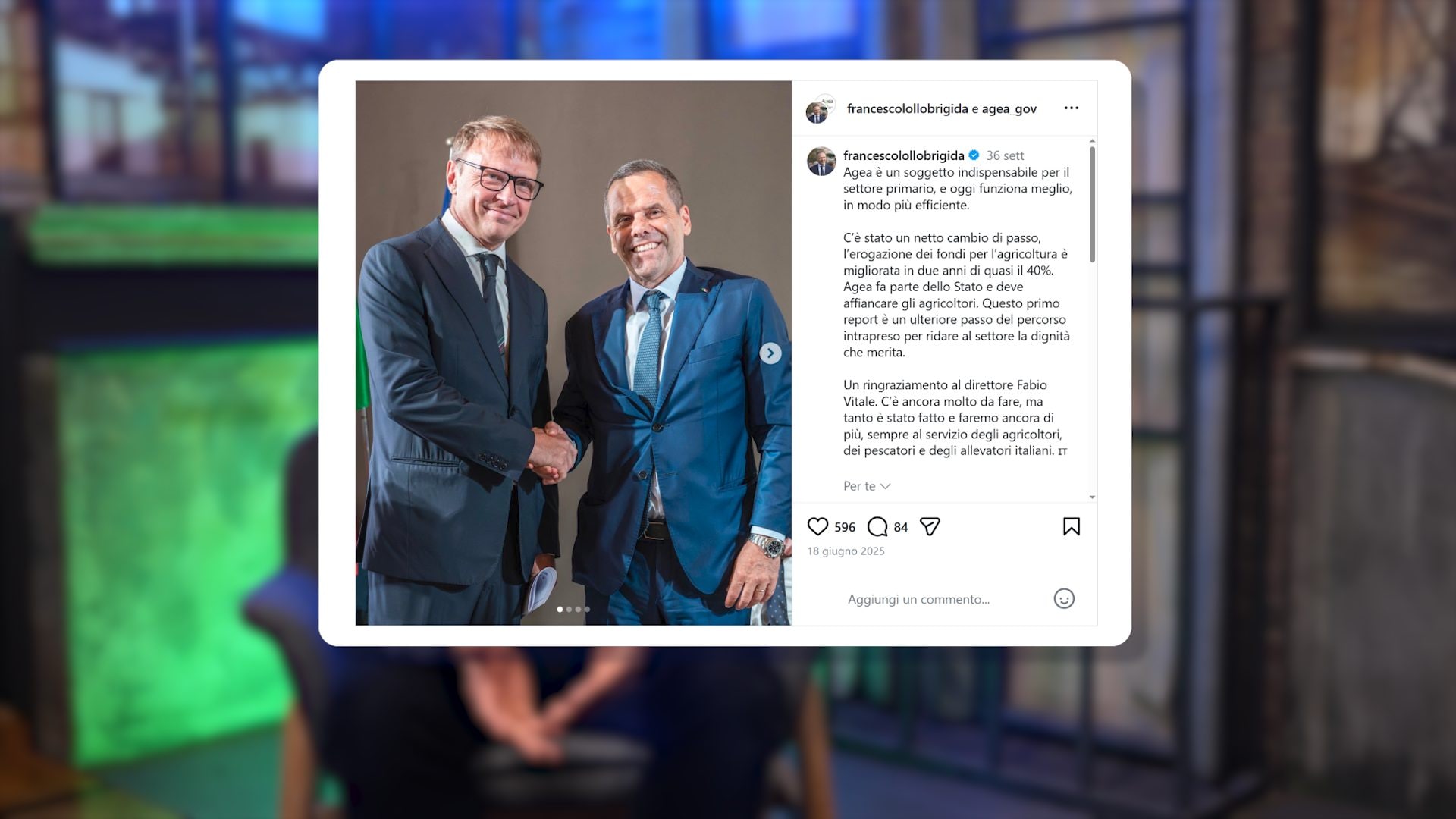 Il direttore di Agea Fabio Vitale e il ministro Lollobrigida