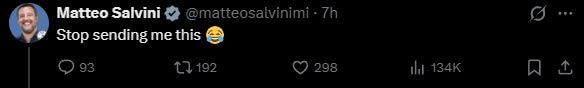 Il commento di Matteo Salvini su X