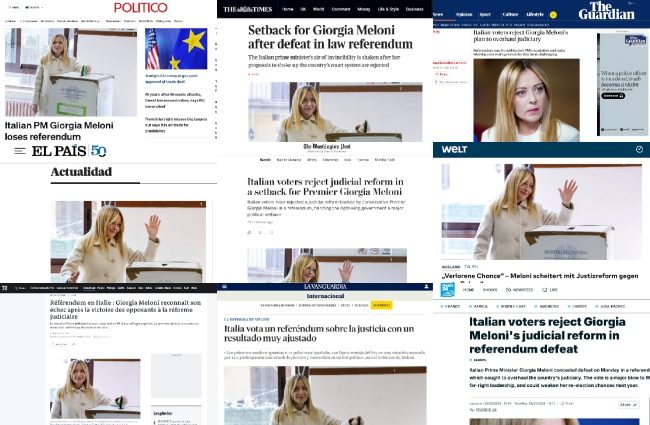 La sconfitta di Meloni sulla stampa internazionale: "Test politico che indebolisce la premier e le destre europee"