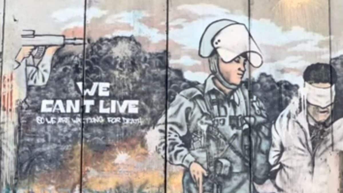 Murales di denuncia delle condizioni detentive dei prigionieri palestinesi. Campo profughi di Aida, Cisgiordania. Foto di Lidia Ginestra Giuffrida