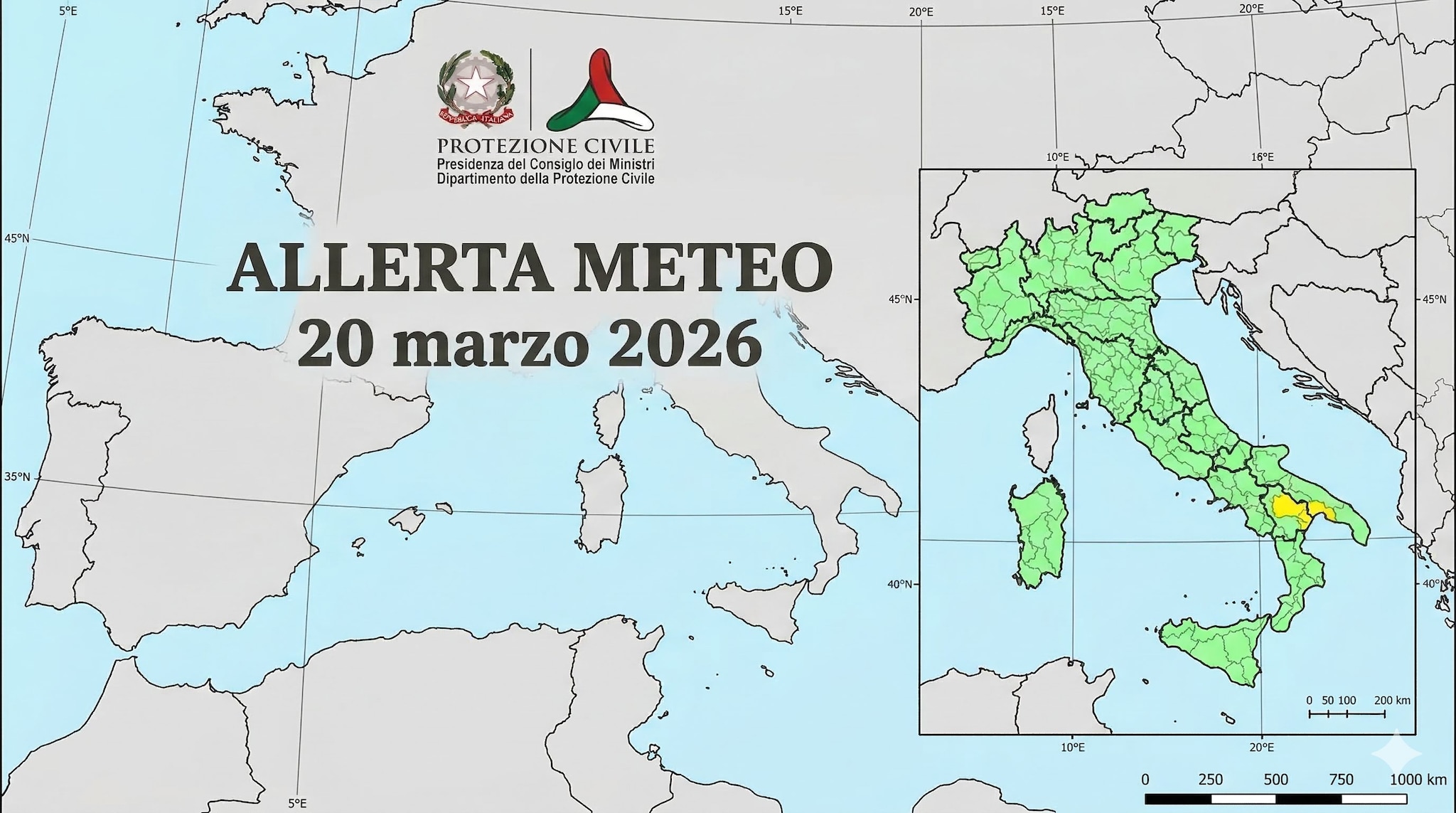 Maltempo, allerta meteo gialla domani 20 marzo per rischio idraulico: le regioni colpite