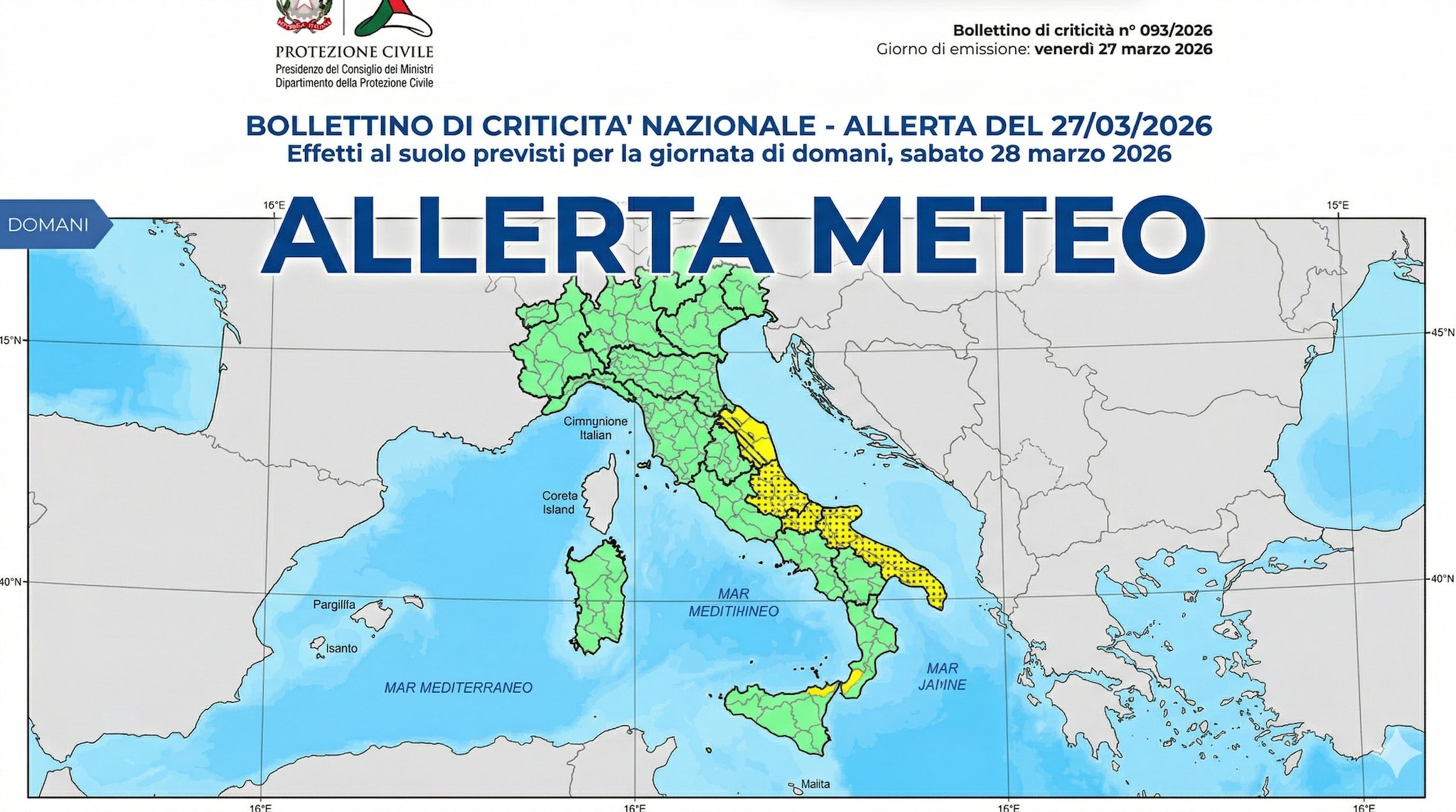 Maltempo, allerta meteo gialla 28 marzo per temporali: le regioni colpite