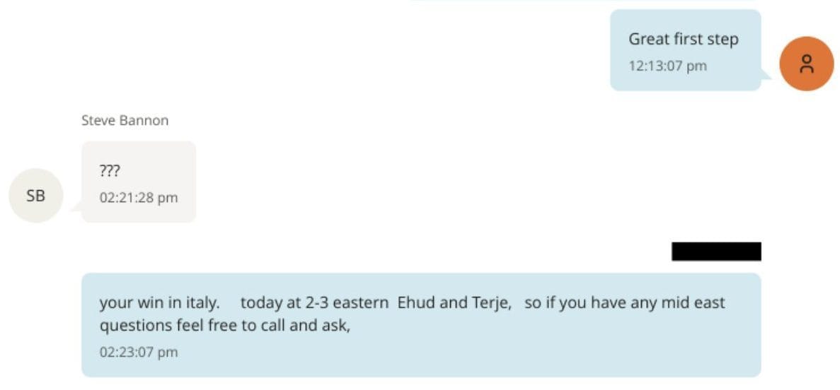 Lo scambio di messaggi tra Epstein e Bannon tra l’8 e il 10 marzo 2018