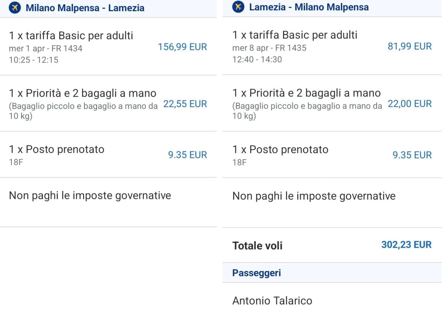 Antonio spende cifre fino a 300 euro per tornare in Calabria dai suoi figli