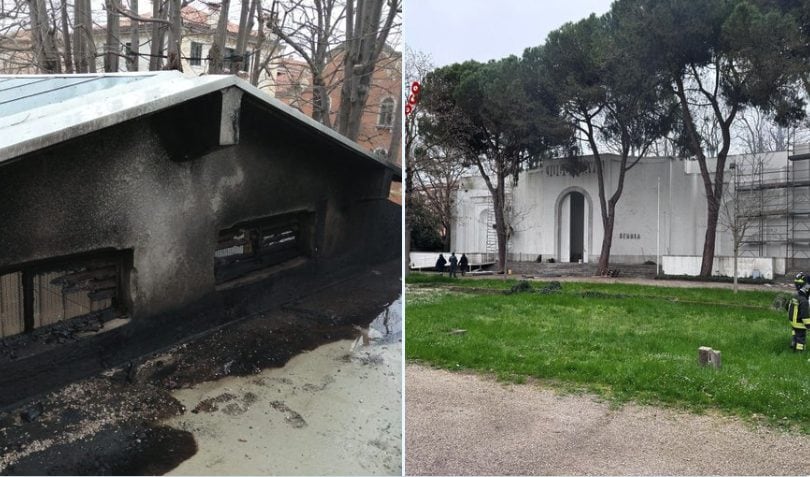 Incendio alla Biennale di Venezia, coinvolto il padiglione della Serbia: fiamme e fumo dal tetto