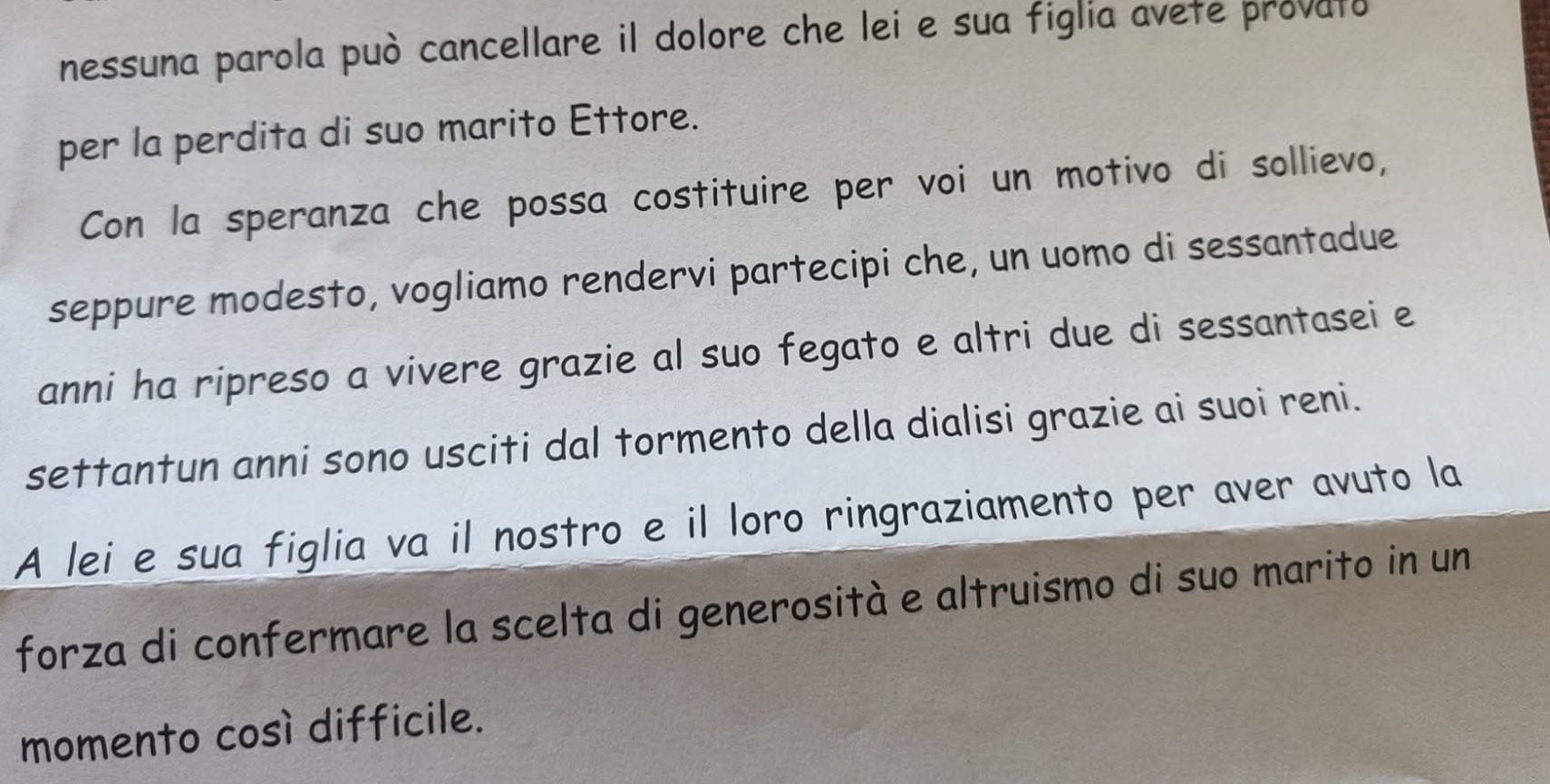 La lettera ricevuta dalla famiglia di Federica: lei spera che qualcuno risponda al suo appello.