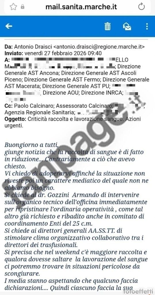 La mail di Antonio Draisci del 27 febbraio