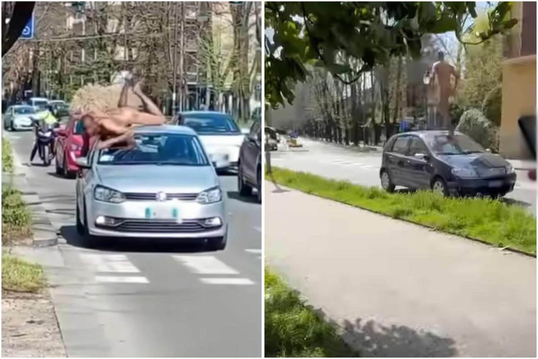 Uomo nudo corre in strada e si sdraia sulle auto in transito: caos in strada a Reggio Emilia, il video