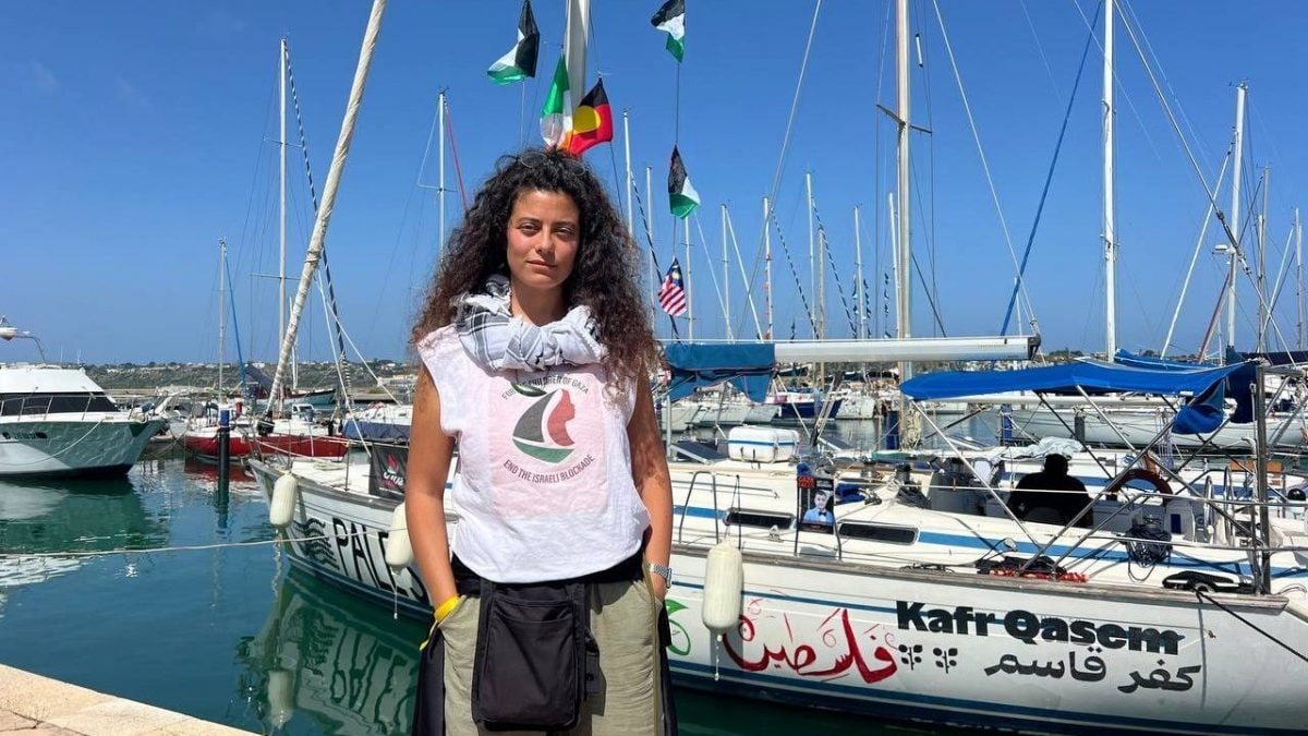 Rana, attivista palestinese a bordo della Global Sumud Flotilla. Foto di Lidia Ginestra Giuffrida