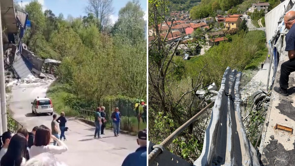 Il punto in cui il tir ha sfondato le barriere ed è precipitato (Credit: Il Capoluogo)