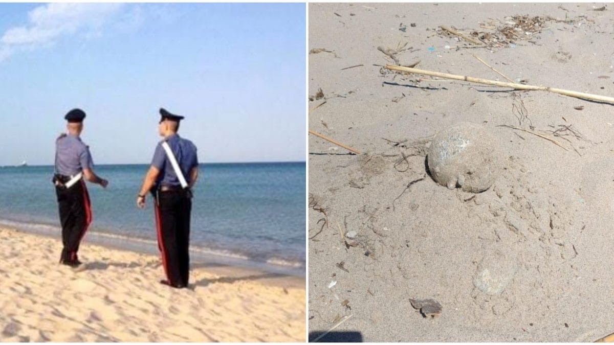 L’ordigno bellico trovato nella spiaggia di Campofelice di Roccella