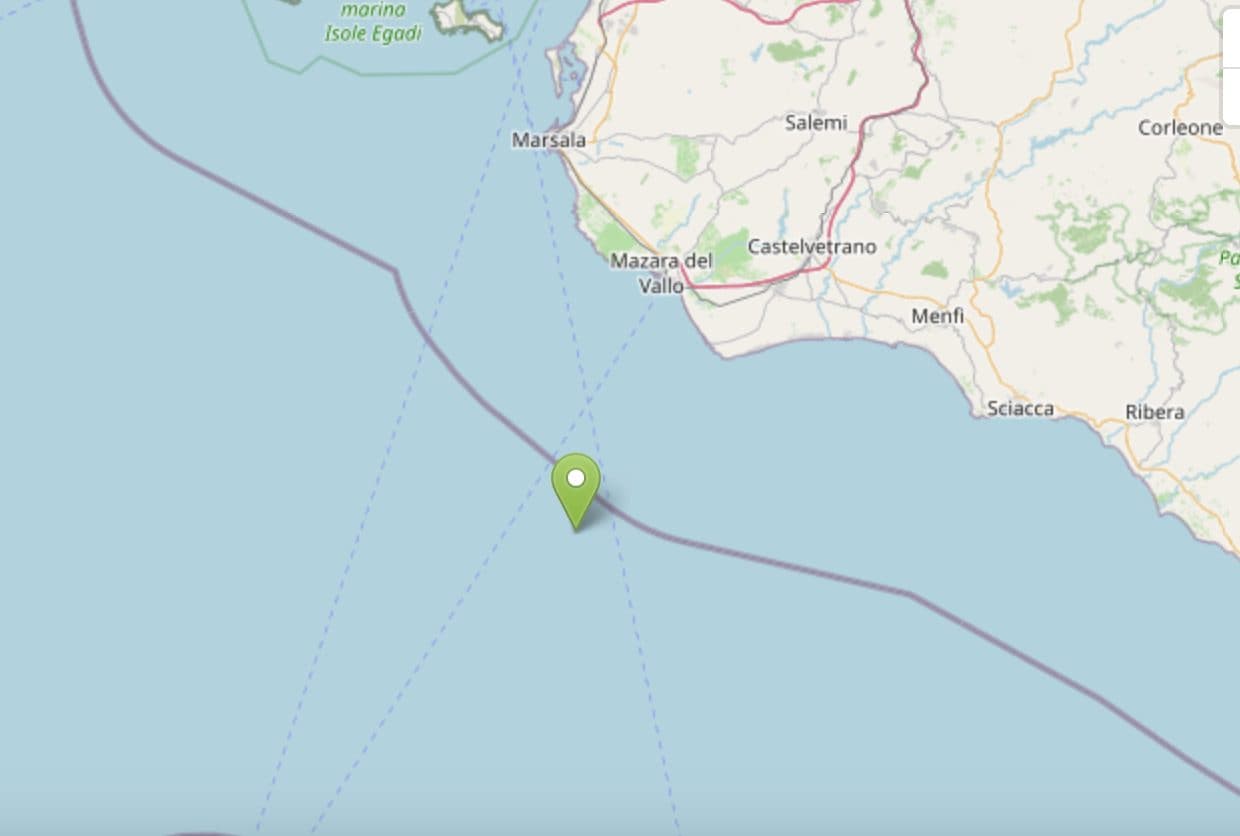 Terremoto oggi a Trapani, scossa di magnitudo 3.7 registrata al largo della costa di Mazara del Vallo