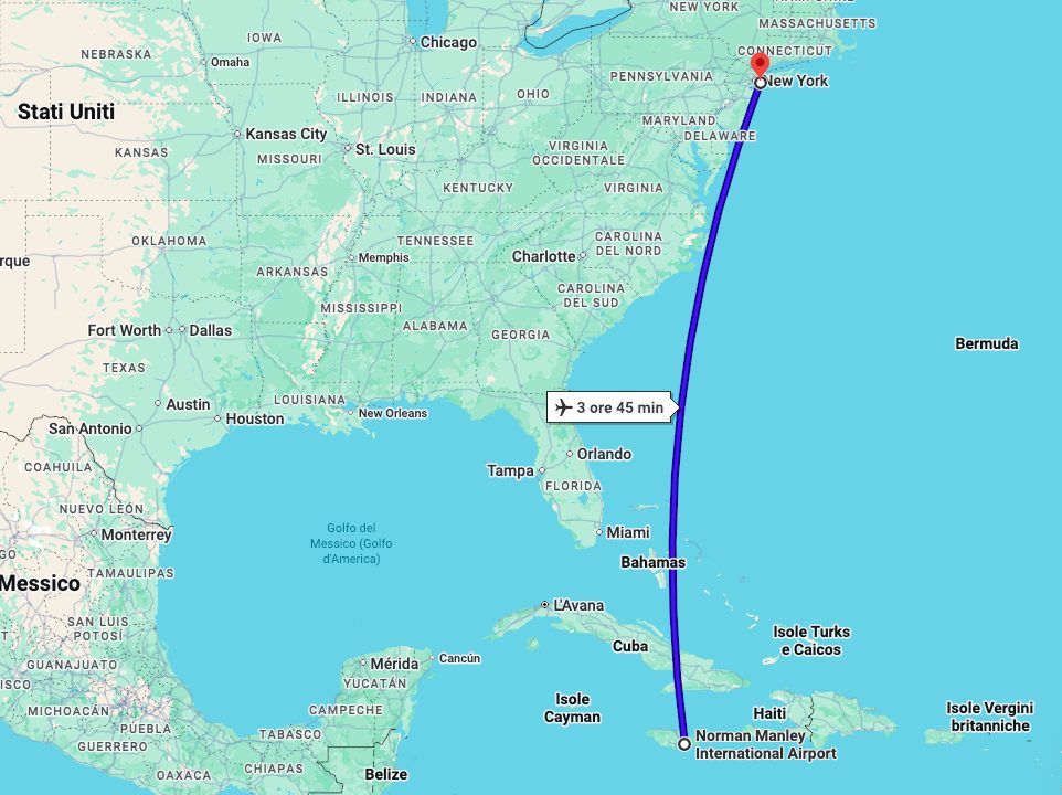 Il tragitto percorso in aereo da madre e figlio