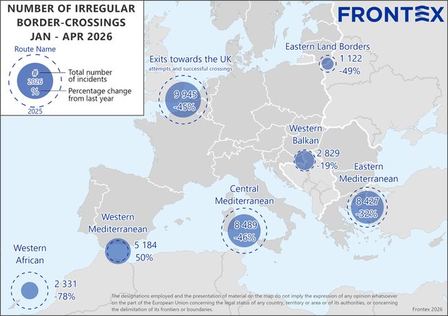 Fonte: rapporto Frontex 15/05/2026