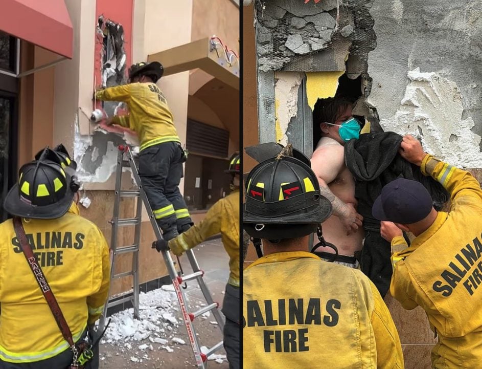 Cade durante un furto al cinema: resta intrappolato per 12 ore in un muro. Salvato e poi arrestato in California