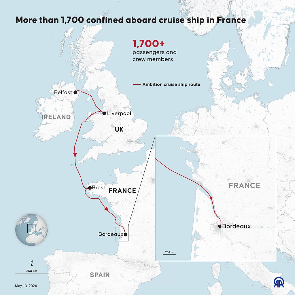 Il tragitto della nave da crociera Ambition