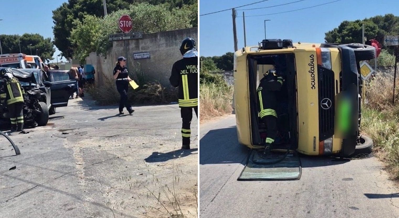 Scontro scuolabus-suv a Mazara, 51enne senza patente positivo alla cocaina con moglie incinta e 5 bimbi a bordo