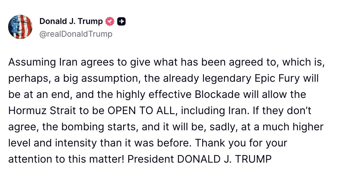 Il post di Donald Trump su Truth