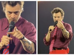 Harry Styles nota una fan di Napoli dal palco e le parla in italiano: “Tante belle cose”