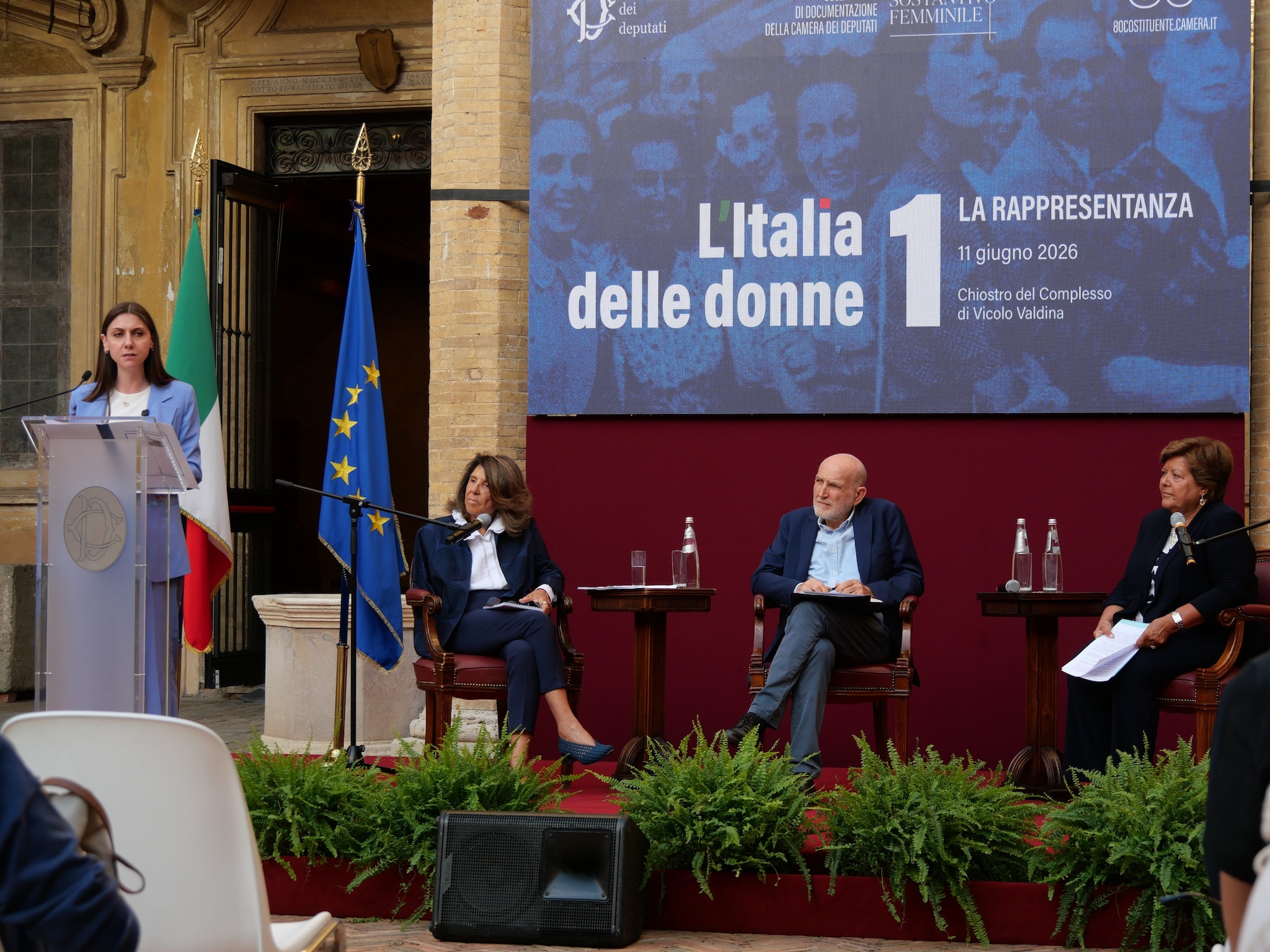 Da sinistra: Anna Ascani, Paola Severino, Marino Sinibaldi e Margherita Cassano. Foto dell’evento "L’Italia delle donne; La rappresentanza".