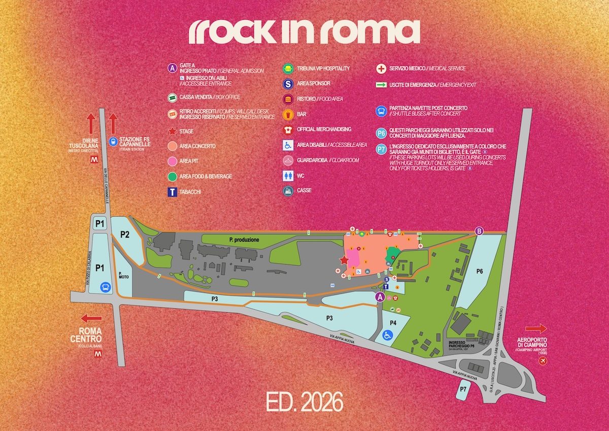 Mappa del Rock in Roma 2026