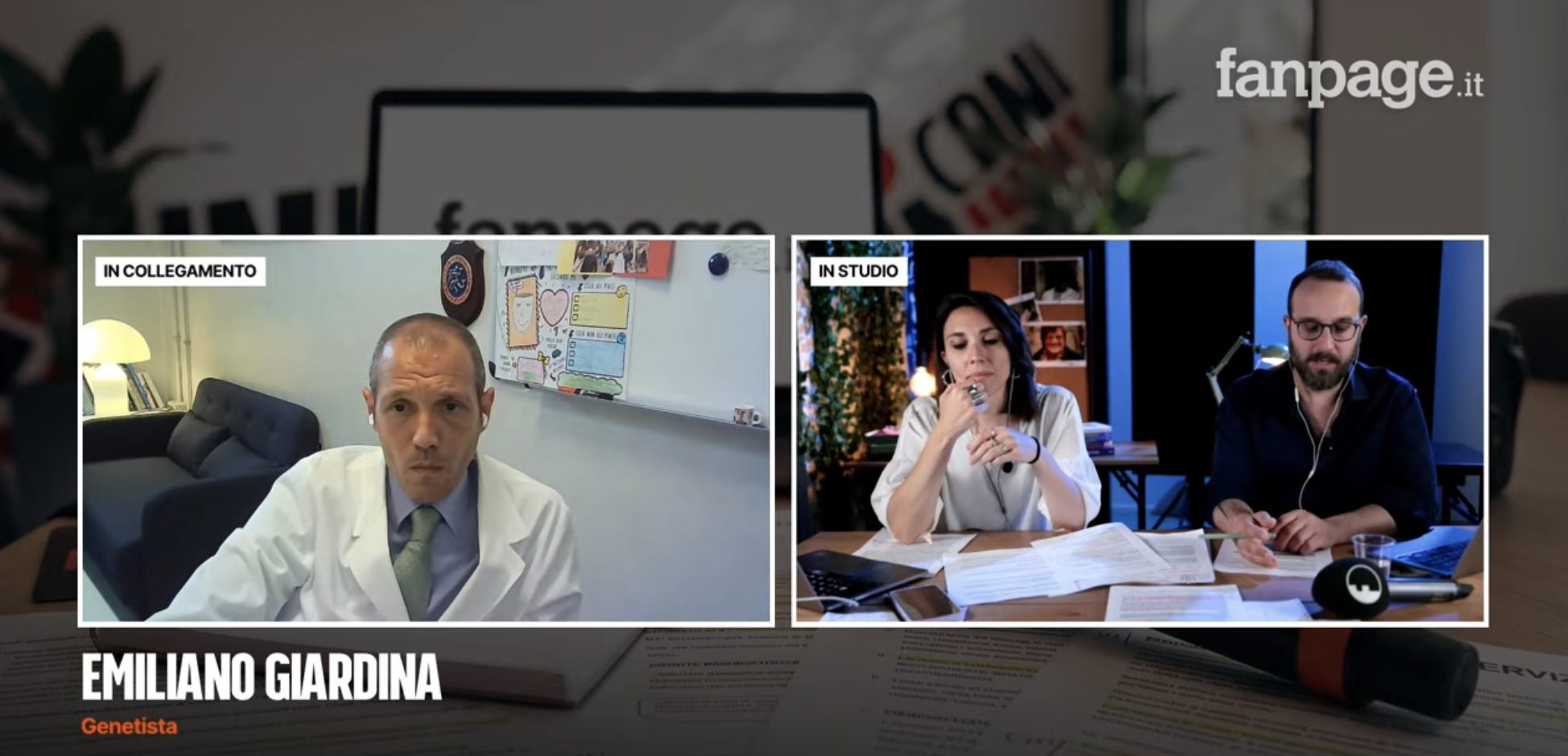 Emiliano Giardina, genetista, con i giornalisti Giorgia Venturini e Fabrizio Capecelatro