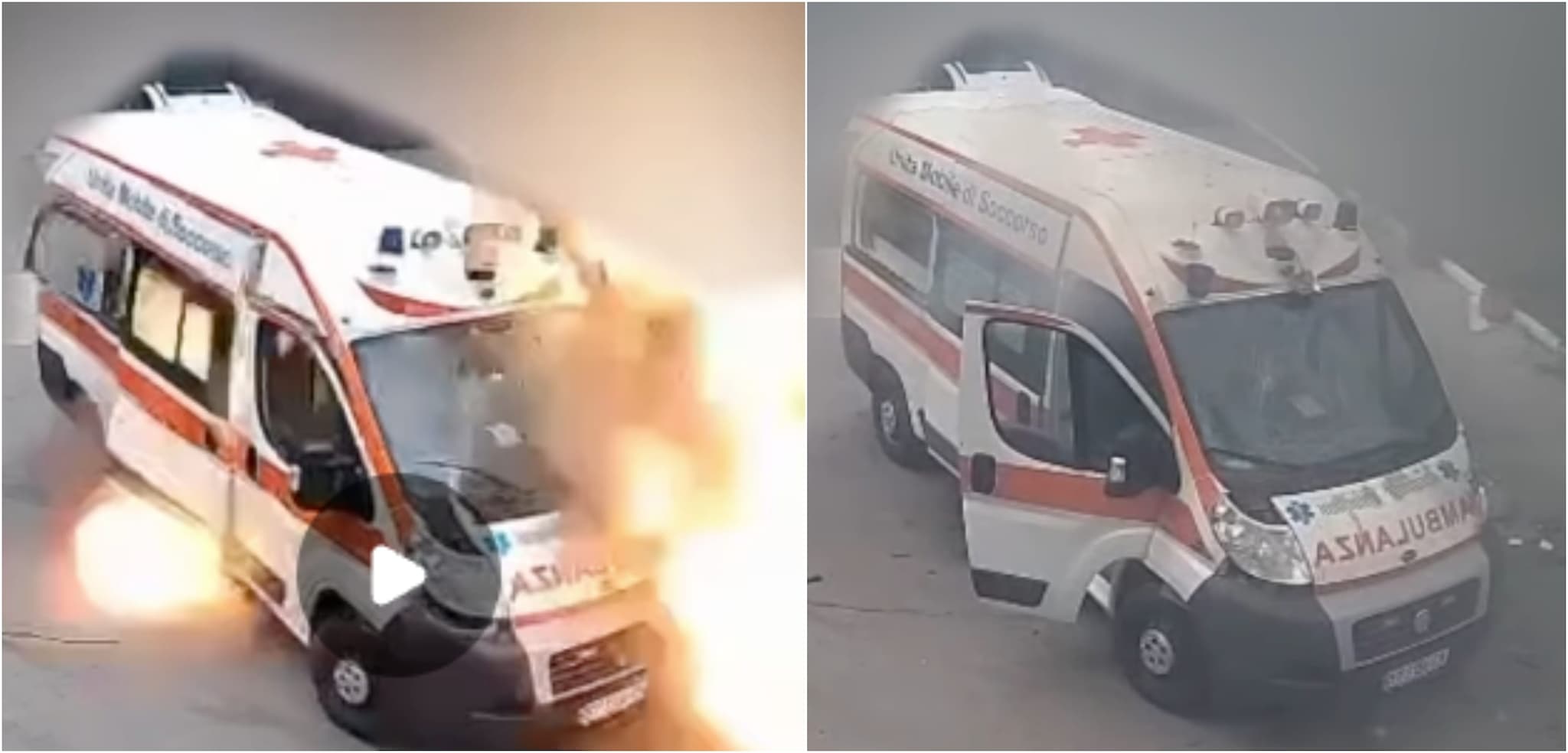 Ambulanza italiana colpita e distrutta da un drone russo a Kherson, Ucraina: il video dell'esplosione