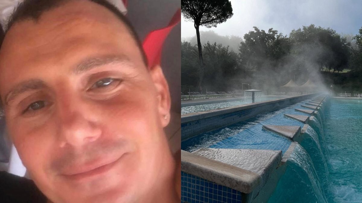 Da sinistra, il 46enne Italo Tarani; le terme di Orte.